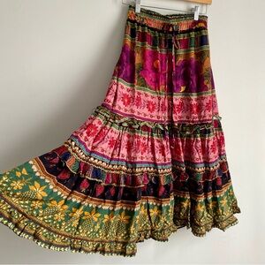 Farm Rio Tiered Midi Skirt
